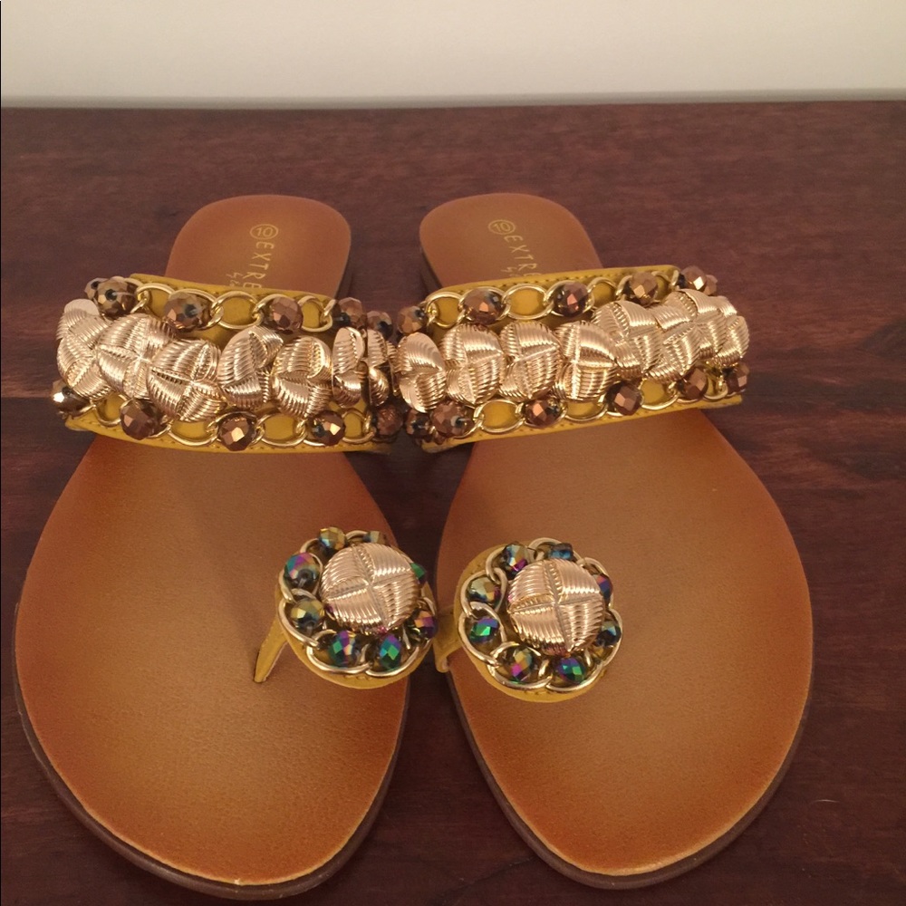 NWOT Extreme Yellow Bling Sandals